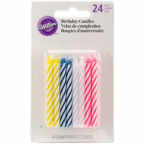Birthday Candles 2.5 24/Pkg-Assorted Striped Spirals Perspective: front