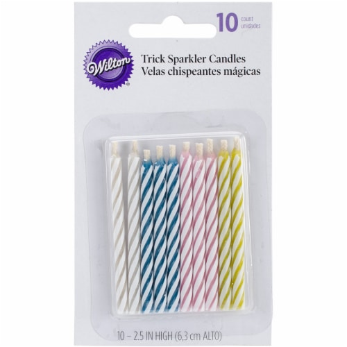 Trick Sparkler Candles 2.5  10/Pkg-Assorted Striped Spirals Perspective: front
