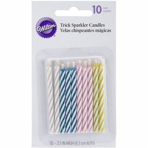 Trick Sparkler Candles 2.5 10/Pkg-Assorted Striped Spirals Perspective: front