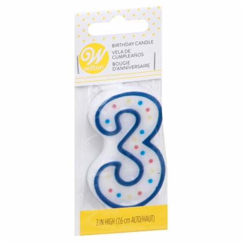 Wilton Numeral 3 Birthday Candle Perspective: front