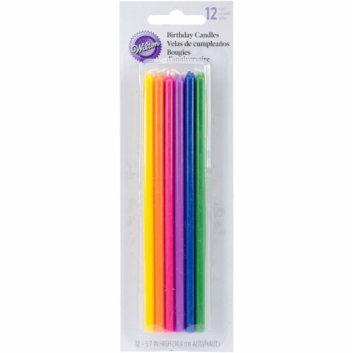 Long Birthday Candles 5.875  12/Pkg-Assorted Colors Perspective: front