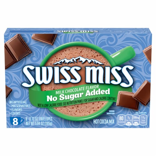 Swiss Miss No Sugar Added Milk Chocolate Flavored Hot Cocoa Mix Perspective: front
