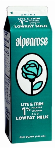 Alpenrose Lite & Trim 1% Low Fat Milk Perspective: front