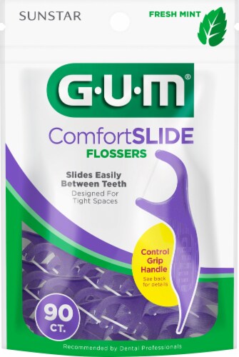 GUM Comfort Slide Fresh Mint Flosser Picks Perspective: front