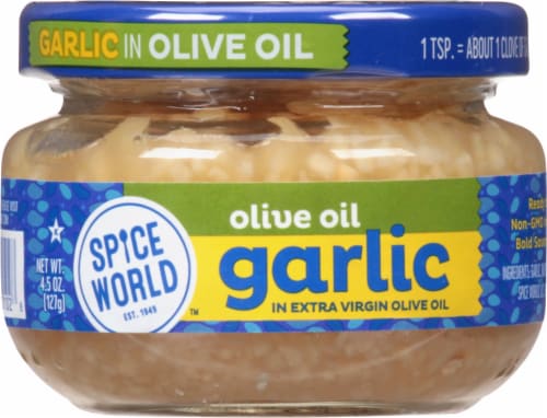 Spice World Minced Garlic in Extra Virgin Olive Oil Perspective: front