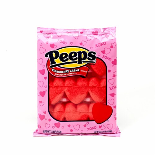 Peeps Strawberry Creme Marshmallow Hearts Perspective: front