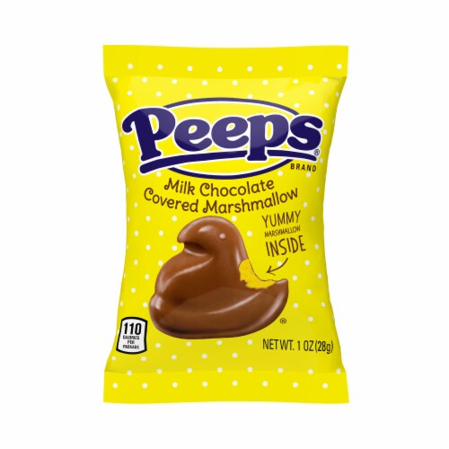 Peeps Milk Chocolate Covered Marshmallow Chick Easter Candy Perspective: front