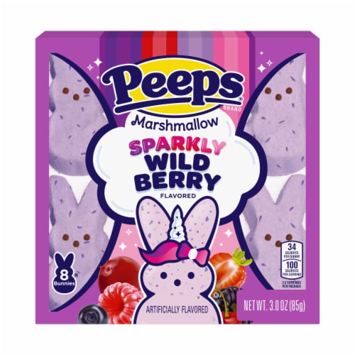 Peeps® Sparkly Wildberry Marshmallow Bunnies Easter Candy Perspective: front