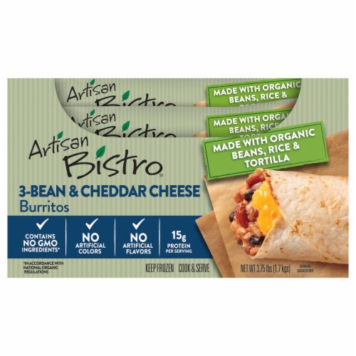 Artisan Bistro® 3-Bean & Cheddar Cheese Burrito Perspective: front