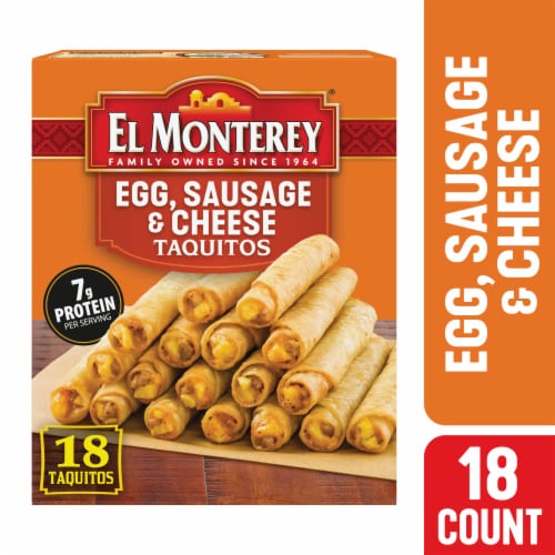 El Monterey® Egg Sausage and Cheese Frozen Breakfast Taquitos Perspective: front