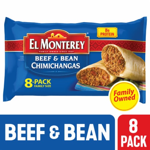 El Monterey® Family Size Beef & Bean Frozen Chimichangas Perspective: front