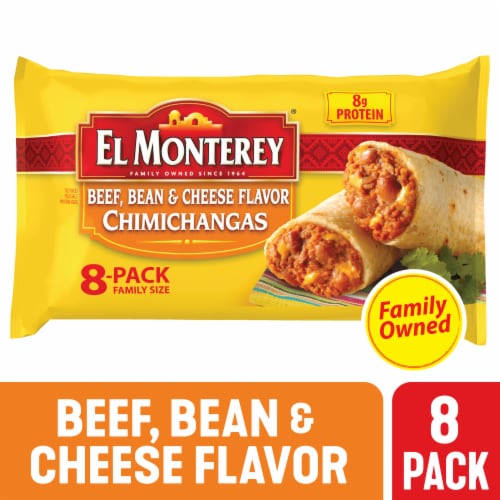El Monterey® Family Size Beef, Bean & Cheese Flavor Frozen Chimichangas Perspective: front