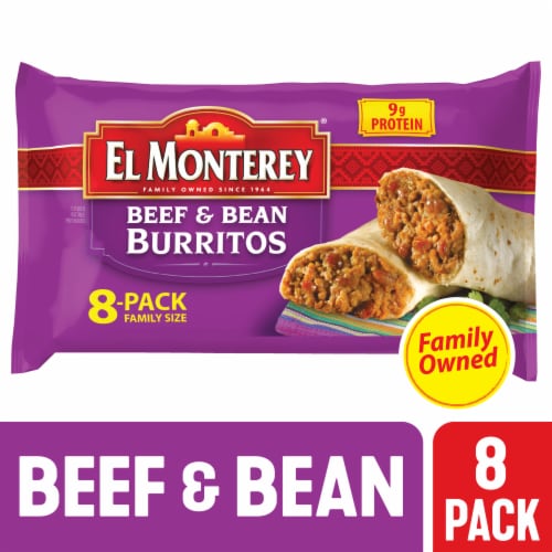 El Monterey® Family Size Beef & Bean Frozen Burritos Perspective: front