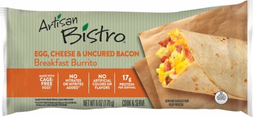 Artisan Bistro Egg Cheese & Uncured Bacon Breakfast Burrito Perspective: front