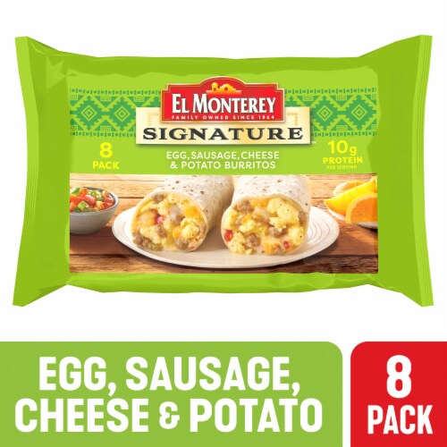 El Monterey® Signature Egg Sausage Cheese & Potato Frozen Breakfast Burritos Perspective: front