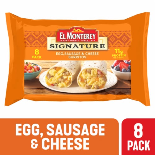 El Monterey® Signature Egg Sausage & Cheese Frozen Breakfast Burritos Perspective: front