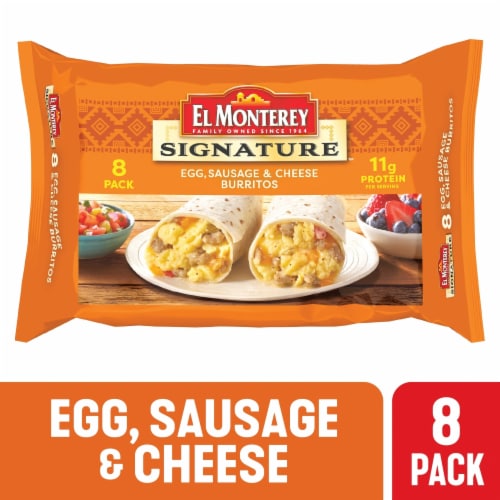 El Monterey® Signature Egg Sausage and Cheese Burritos Frozen Perspective: front