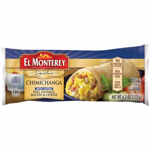 El Monterey® Egg Sausage Bacon Cheese Chimichanga Perspective: front