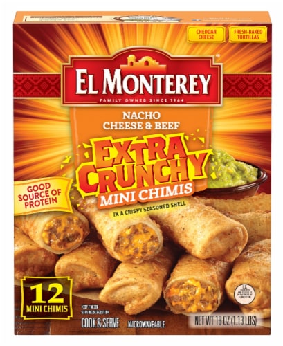 El Monterey® Extra Crunchy Nacho Cheese & Beef Mini Chimis Perspective: front