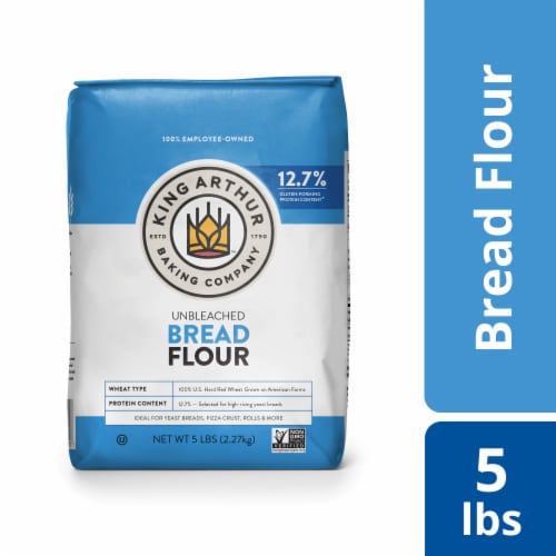 King Arthur Unbleached Bread Flour, Non-GMO Project Verified, Certified Kosher, No Preservatives Perspective: front