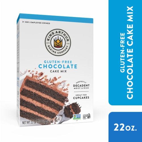 King Arthur Gluten-Free Chocolate Cake Mix, Non-GMO Project Verified, Certified Kosher, Non-Dairy Perspective: front