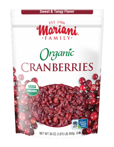 Mariani Organic Sweet & Tangy Cranberries Perspective: front