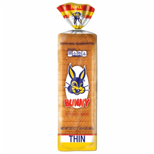 Bunny Bread Thin Sliced, Enriched Sliced White Bread, 20 oz Loaf Perspective: front