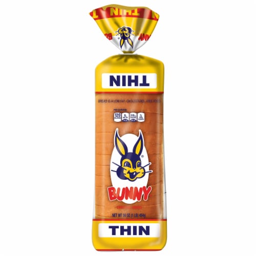 Bunny Bread Thin Sliced, Enriched Sliced White Bread, 16 oz Loaf Perspective: front
