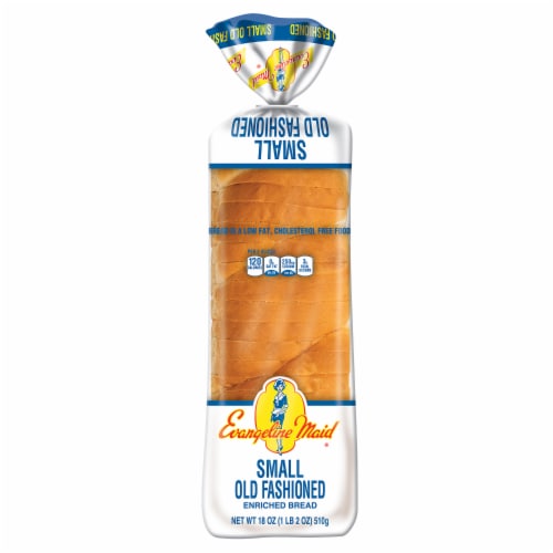 Evangeline Maid Small Old Fashioned Enriched Sandwich Bread, Sliced White Bread, 18 oz Loaf Perspective: front
