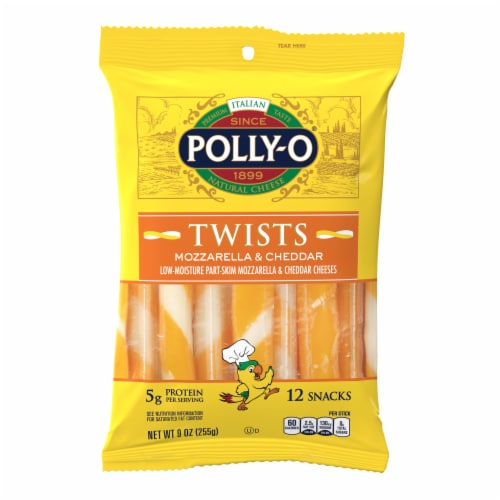 Polly-O® Twists Mozzarella & Cheddar String Cheese Snacks Perspective: front