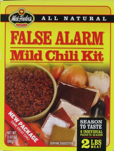 Wick Fowler's False Alarm Mild Chili Mix Kit Perspective: front