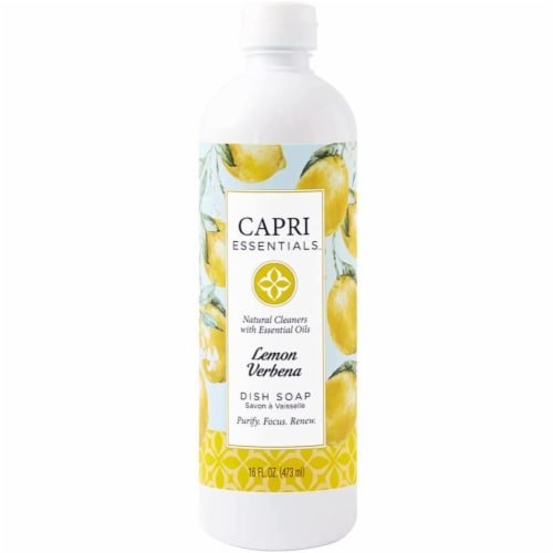 Capri Essentials - Dish Soap Lemon Verbena - Case of 6-16 oz. Perspective: front
