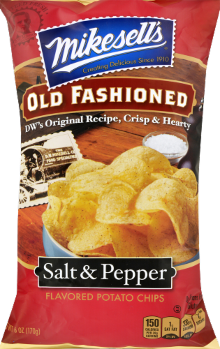 Mikesell's Old Fashioned Salt & Pepper Potato Chips Perspective: front