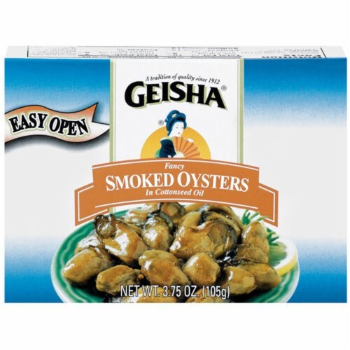 Geisha Fancy Smoked Oysters in Cottonseed Oil Perspective: front