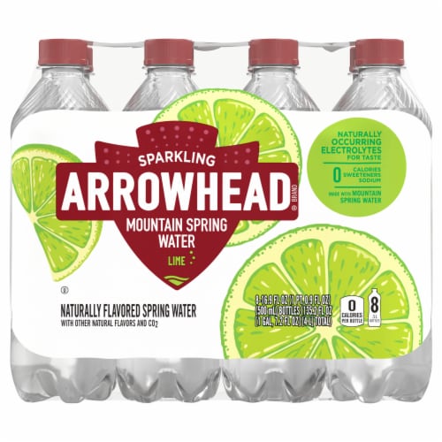 Arrowhead Lime Sparkling Mountain Spring Water Perspective: front