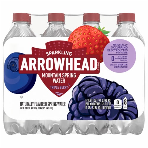 Arrowhead Triple Berry Sparkling Mountain Spring Water Perspective: front