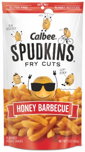 Calbee Spudkins Honey Barbecue Fry Cuts Flavored Potato Snacks Perspective: front