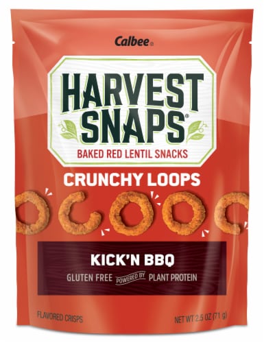 Harvest Snaps Red Lentil Crunchy Loops Kick’N BBQ Perspective: front