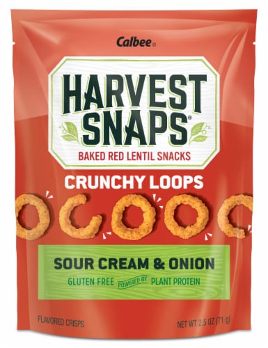 Harvest Snaps® Red Lentil Crunchy Loops Sour Cream & Onion Perspective: front