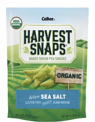 Harvest Snaps® Organic Artisan Sea Salt Baked Green Pea Snacks Perspective: front