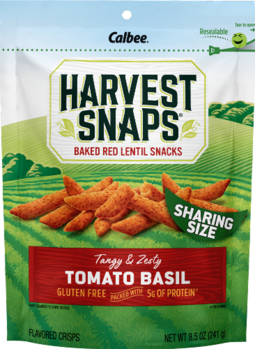 Calbee® Harvest Snaps® Tangy & Zesty Tomato Basil Baked Red Lentil Snacks Perspective: front