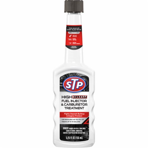 STP® High Mileage™ Fuel Injector & Carburetor Treatment Perspective: front