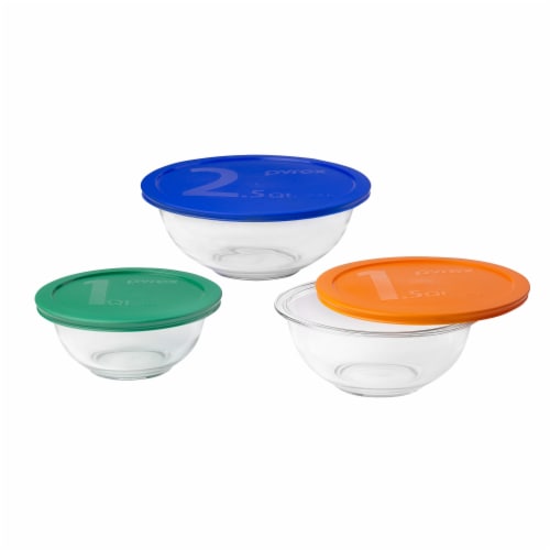 Pyrex Smart Essentials Glass Bowl Set With Lids Perspective: front