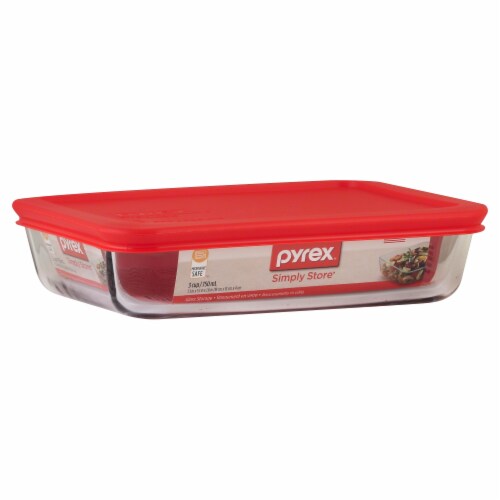 Pyrex Covered Storage Dish - Clear/Red Perspective: front