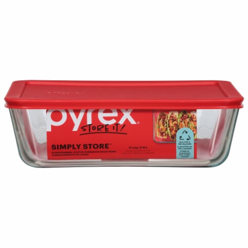 Pyrex Covered Storage Dish - Clear/Red Perspective: front