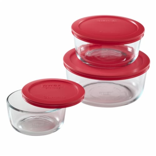 Pyrex Round Storage Value Pack - Red/Clear, 6 pc - Kroger