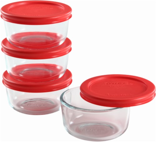 Pyrex 1-Cup Glass Storage Dish with Lid - 8 Piece - Red, 8 Piece - Kroger