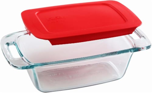 Pyrex Covered Round Storage Dish - Clear/Red, 1 ct - Fry's Food Stores