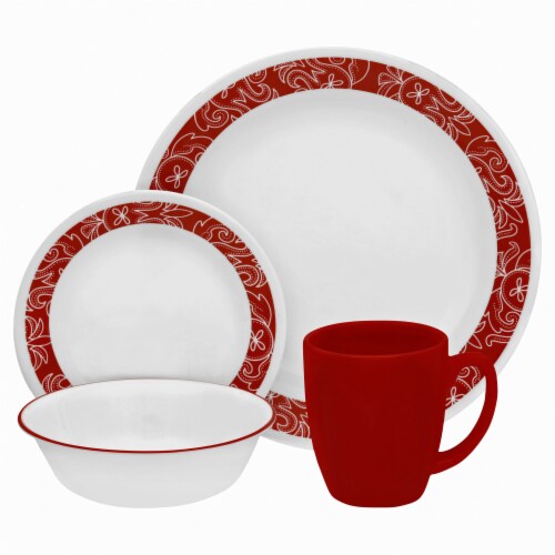Corelle® Livingware Bandhani Dinnerware Set Red/White, 16 pc Kroger