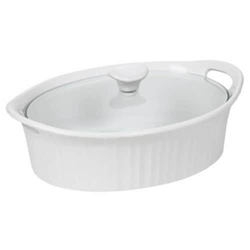 French White 1.5-quart Round Casserole Dish with Lid